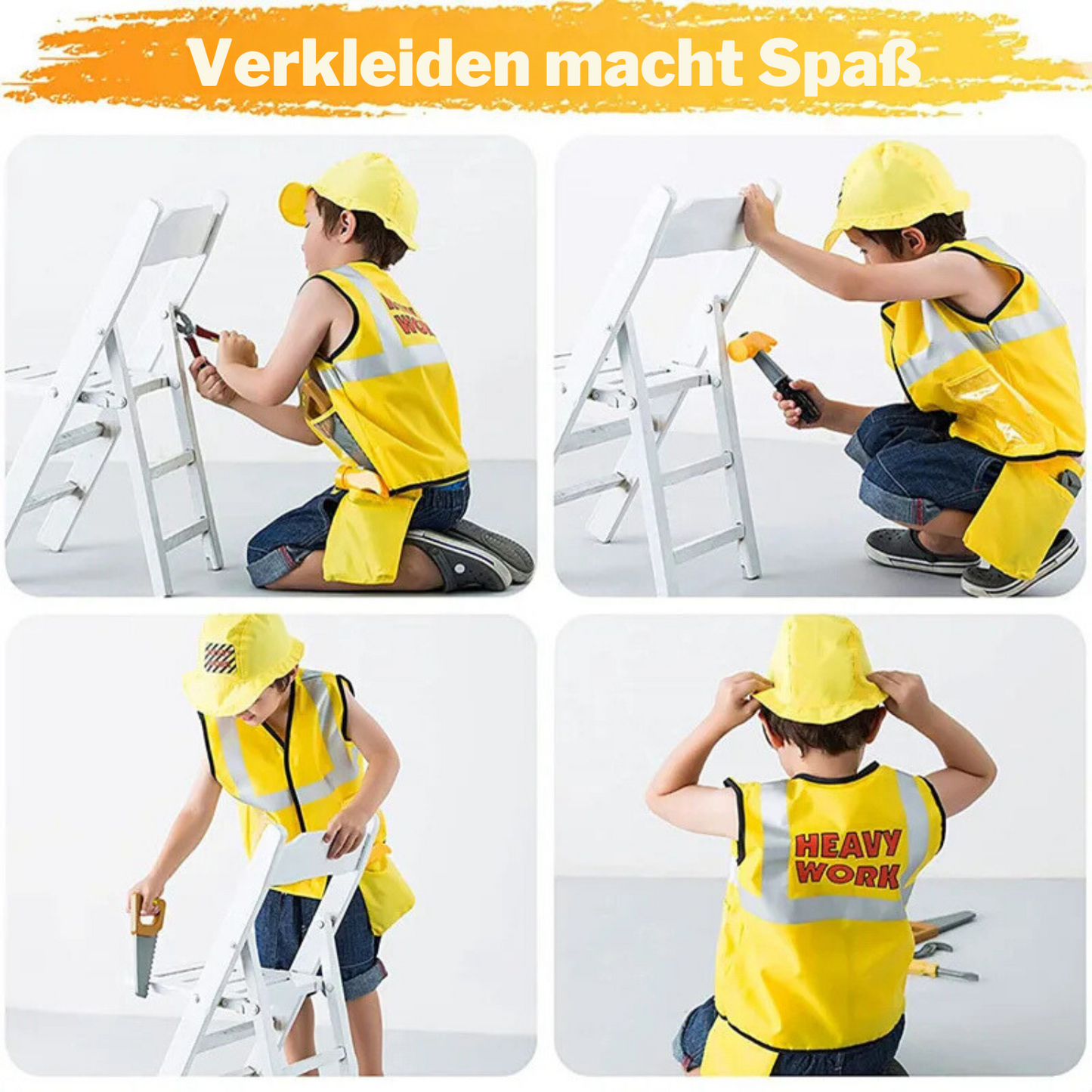 Bauarbeiter-Kostüm & Werkzeug